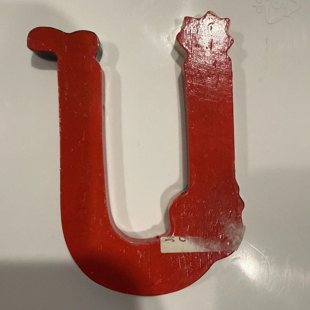 Vtg Sevi Clown Child Kids Alphabet Wooden‎ Letter U Personalized Decor Red